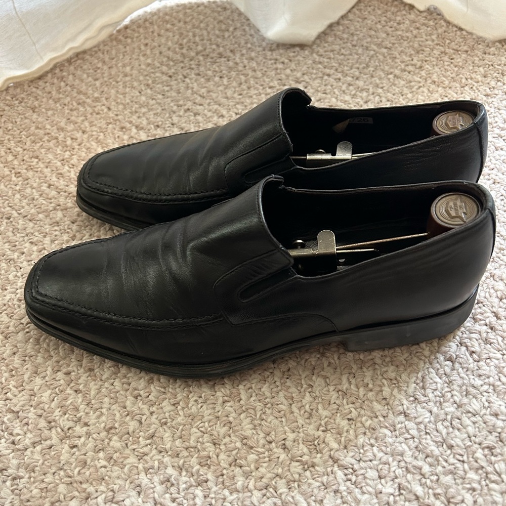 Bruno Magli Raging Slip-on Leather Loafers Black Made in Italy Size 9.5